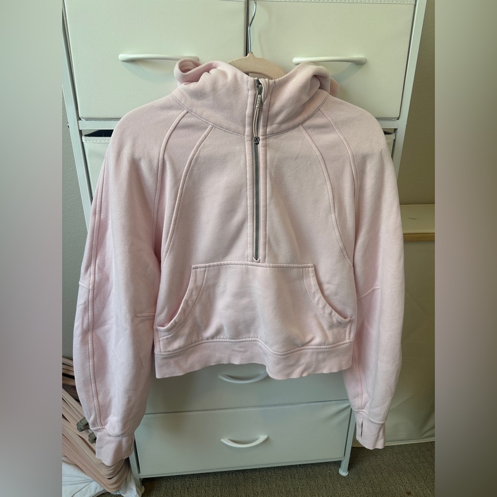 Lululemon Scuba Oversized Cropped Half Zip Hoodie M/L - STRAWBERRY MILKSHAKE